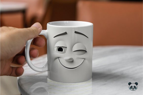 Winking Cartoon Face 3D Mug