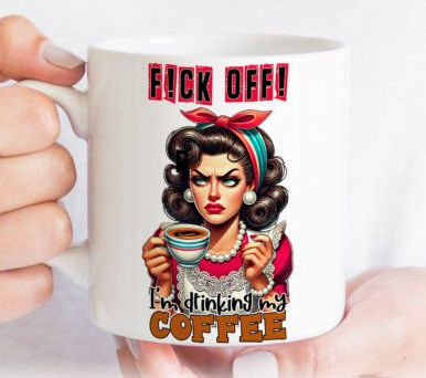 Sarcastic Coffee Mug Sublimation, Retro Hand F!CK OFF