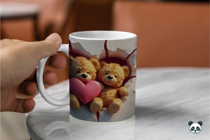 Teddy Bear Couple 3D Mug Novelty Gift Xmas Ide , Birthday