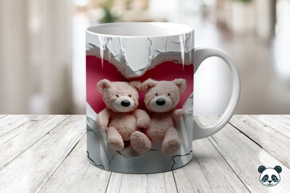 Teddy Bear Couple 3D Mug Novelty Gift Xmas Ide , Birthday