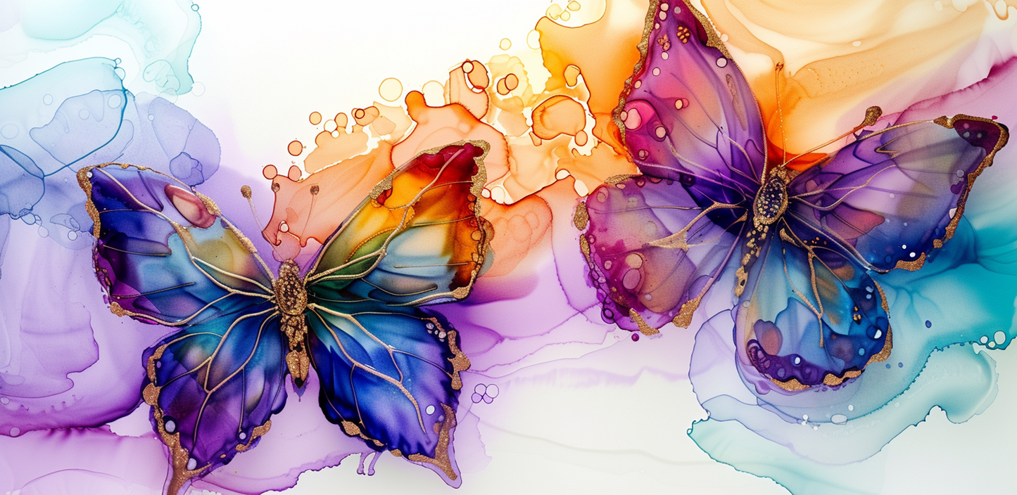 Alcohol Ink Butterflies Mug Wrap Design