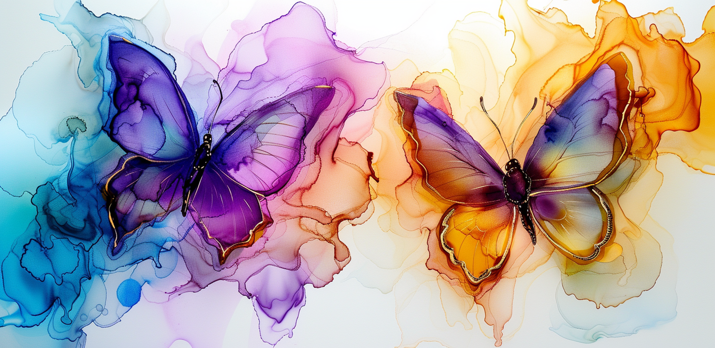 Alcohol Ink Butterflies Mug Wrap Design