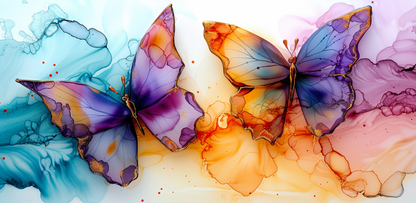 Alcohol Ink Butterflies Mug Wrap Design