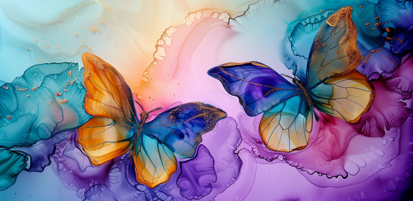 Alcohol Ink Butterflies Mug Wrap Design