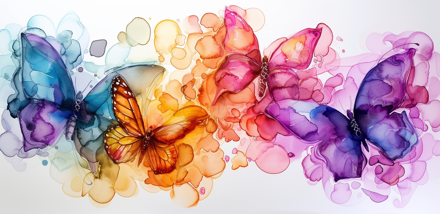 Alcohol Ink Butterflies Mug Wrap Design