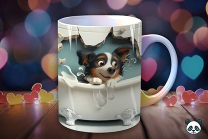 Dogs Bathing 3D Mug Novelty Gift Xmas Idea for pet lovers him or her