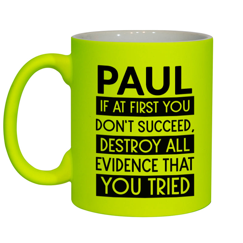 Personalized NEON FLUORESCENT Mug YELLOW - your txt or plain mug