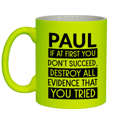 Personalized NEON FLUORESCENT Mug YELLOW - your txt or plain mug