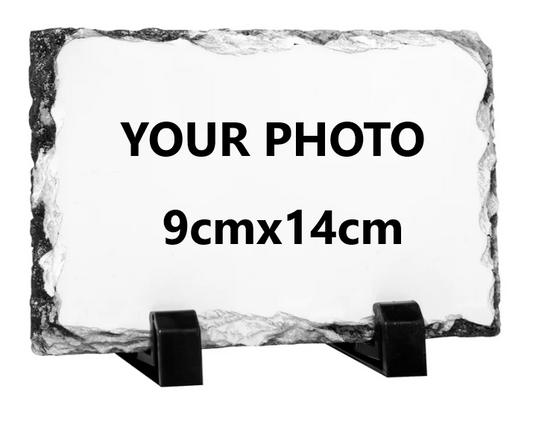 Mystery Pins Personalised Photo Rock Slate – 9x14 cm Rectangle – Custom Picture Stone Plaque with Stand – Unique Keepsake Gift for Birthdays, Weddings, Memorials & Home Display (Copy)