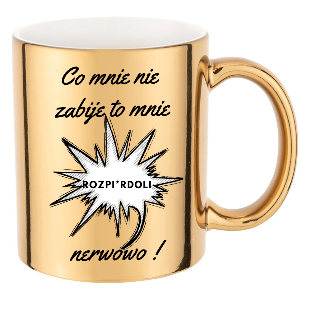 ✨ Złoty kubek 11 oz z zabawnym polskim napisem ✨