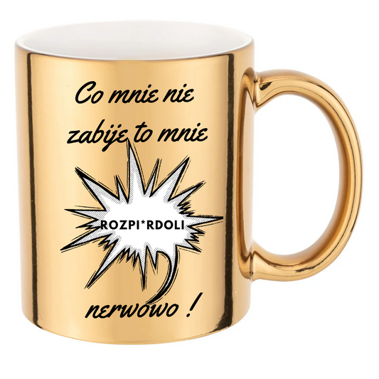 ✨ Złoty kubek 11 oz z zabawnym polskim napisem ✨