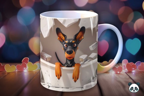 Doberman Pinscher Bathing 3D Mug