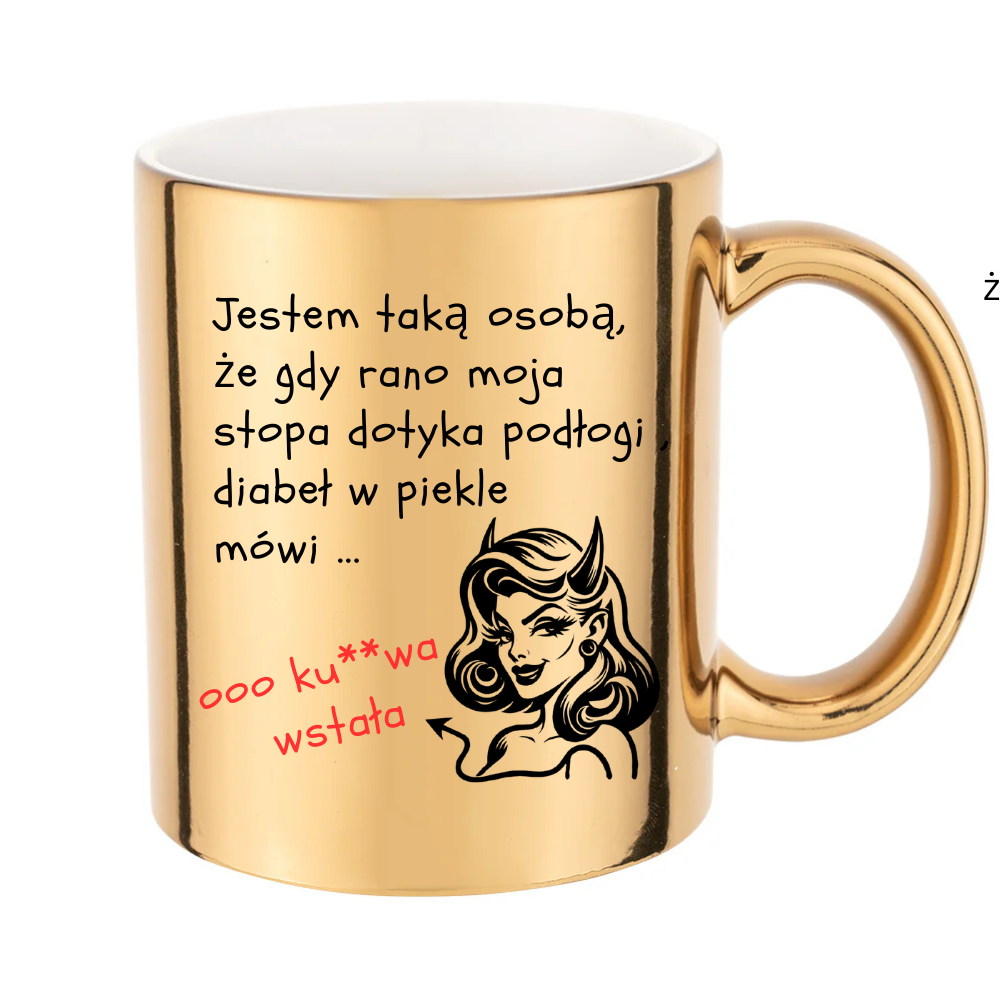 ✨ Złoty kubek 11 oz z zabawnym polskim napisem ✨
