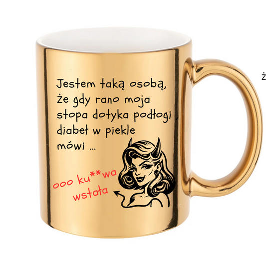✨ Złoty kubek 11 oz z zabawnym polskim napisem ✨