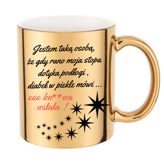 ✨ Złoty kubek 11 oz z zabawnym polskim napisem ✨