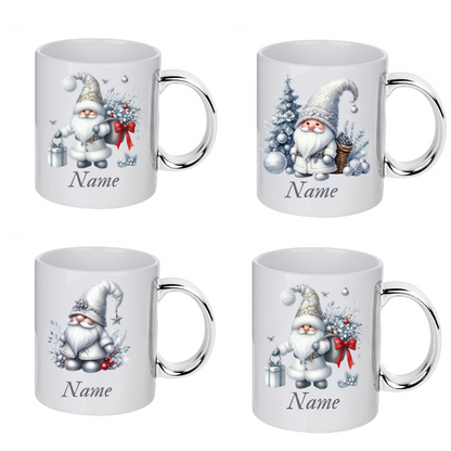 Personalised SILWER Christmas Gnomes Clipart Mug/christmas gift - 13 patterns