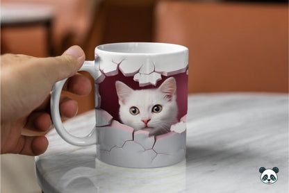 Pink Cat 3D Sublimation Mug - Perfect Gift for Cat Lovers