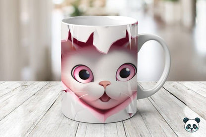 Pink Cat 3D Sublimation Mug - Perfect Gift for Cat Lovers