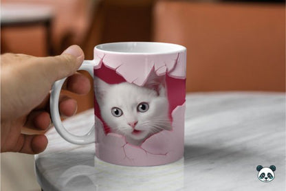 Pink Cat 3D Sublimation Mug - Perfect Gift for Cat Lovers