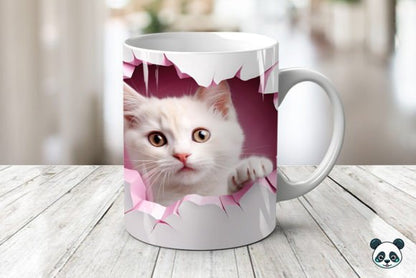 Pink Cat 3D Sublimation Mug - Perfect Gift for Cat Lovers