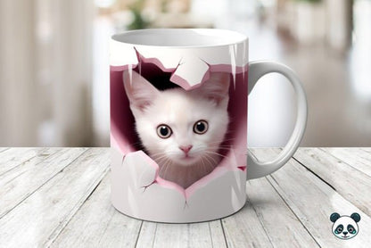 Pink Cat 3D Sublimation Mug - Perfect Gift for Cat Lovers