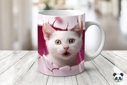 Pink Cat 3D Sublimation Mug - Perfect Gift for Cat Lovers