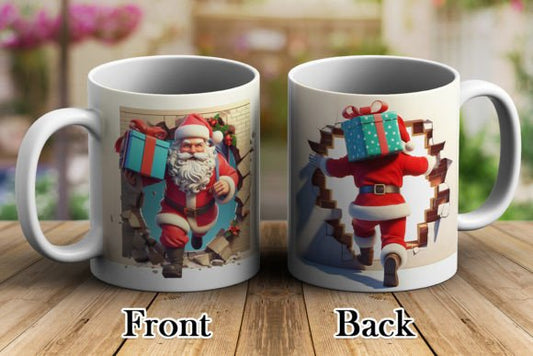 Santa Claus Break Through 3D Mug - 11 oz, Set Of 6/4/2/1