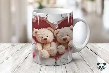 Teddy Bear Couple 3D Mug Novelty Gift Xmas Ide , Birthday