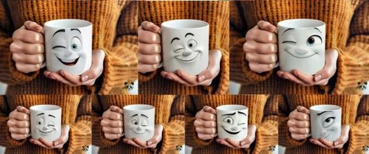 Winking Cartoon Face 3D Mug