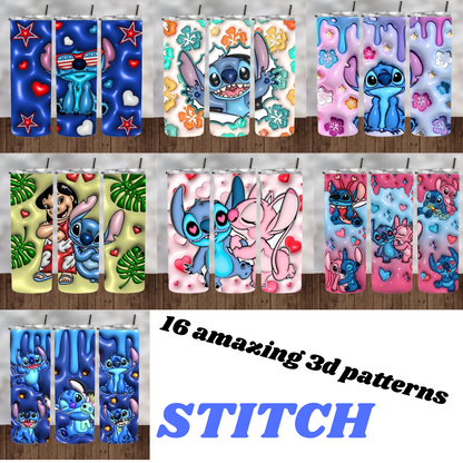 Personalised  Tumbler Stitch  Water Bottle, Insulated Flask & Straw, Stainless Steel Drinkware  16 amazing  3D patterns to choice
