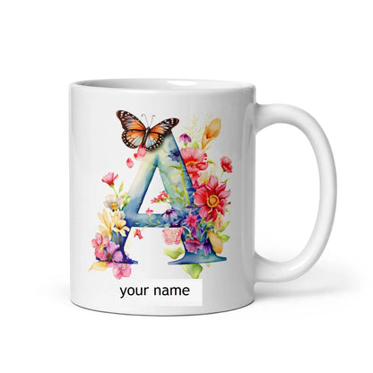 Personalised Beautiful Butterflies & Flowers Novelty Gift Fine Bone Mug