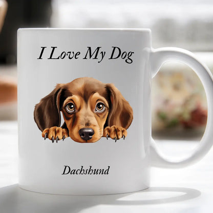 I Love My Peeking Dog Mug Novelty Gift Xmas Idea for pet lovers him or her