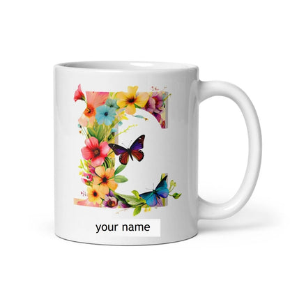 Personalised Beautiful Butterflies & Flowers Novelty Gift Fine Bone Mug