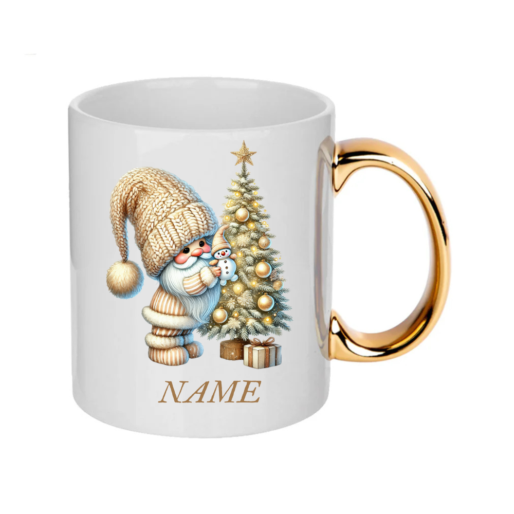 Personalised Gold Christmas Gnomes Clipart Mug/christmas gift - 14 patterns