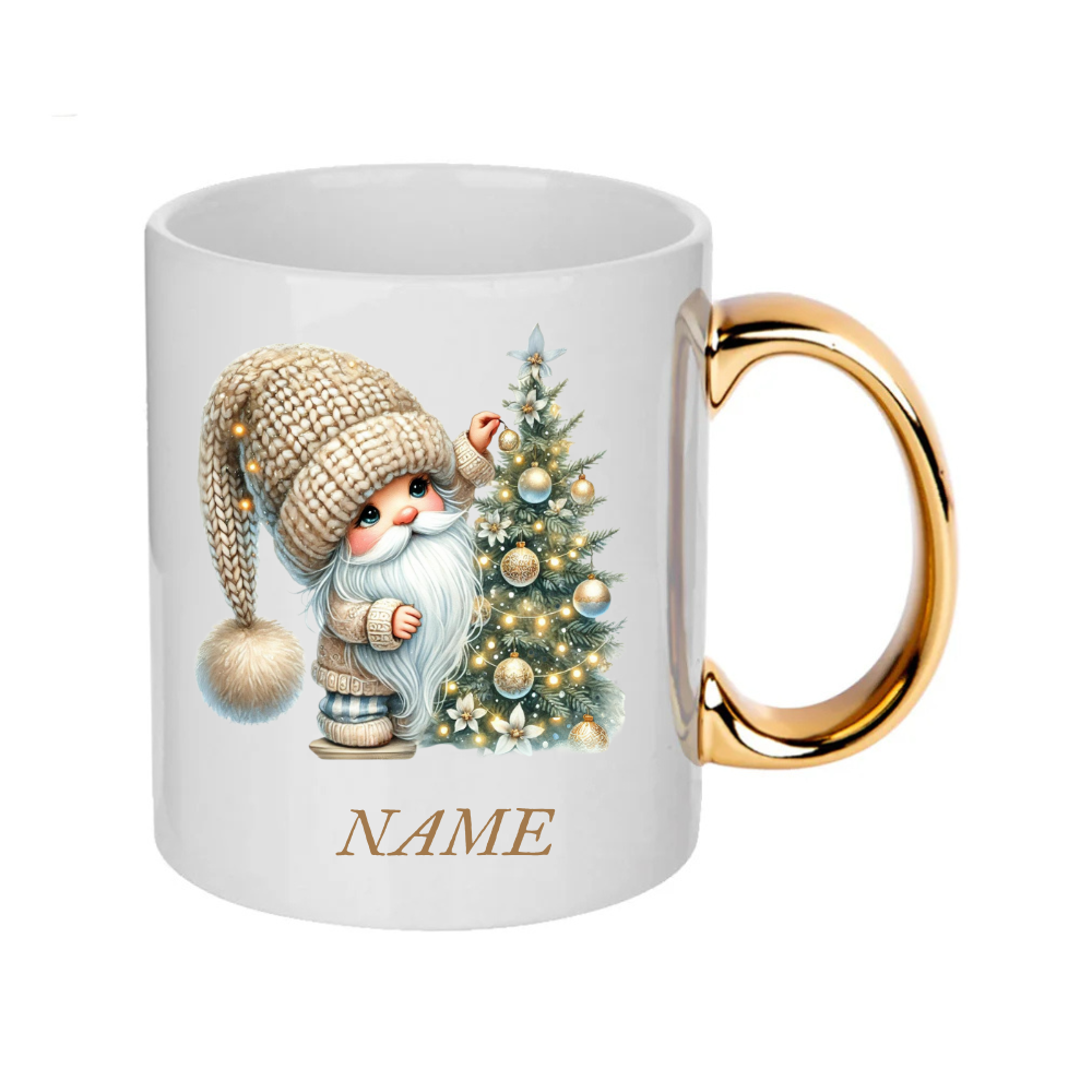 Personalised Gold Christmas Gnomes Clipart Mug/christmas gift - 14 patterns