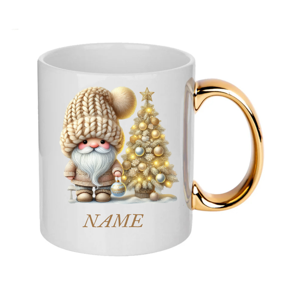 Personalised Gold Christmas Gnomes Clipart Mug/christmas gift - 14 patterns