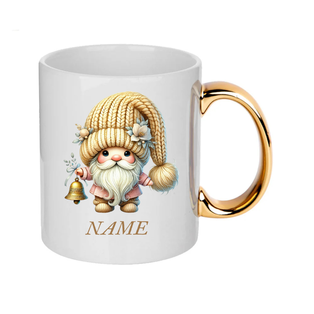 Personalised Gold Christmas Gnomes Clipart Mug/christmas gift - 14 patterns