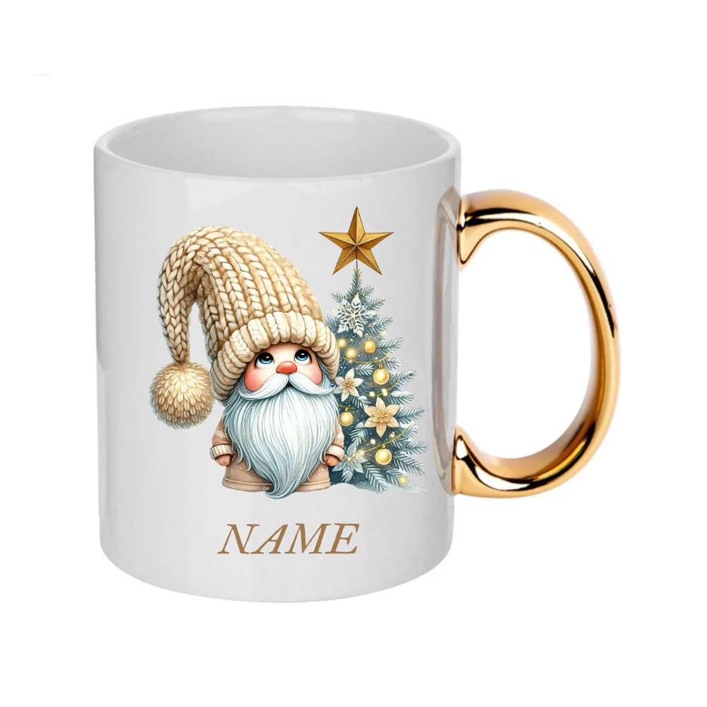 Personalised Gold Christmas Gnomes Clipart Mug/christmas gift - 14 patterns