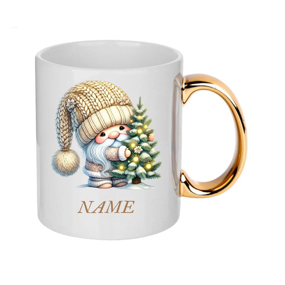 Personalised Gold Christmas Gnomes Clipart Mug/christmas gift - 14 patterns