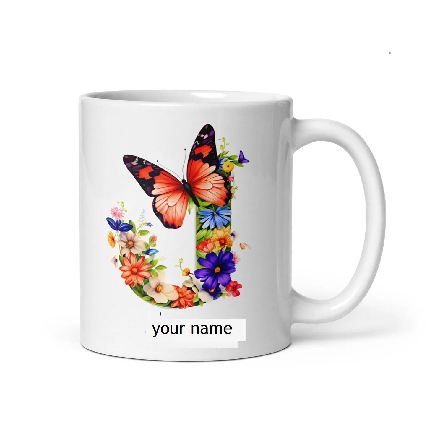 Personalised Beautiful Butterflies & Flowers Novelty Gift Fine Bone Mug