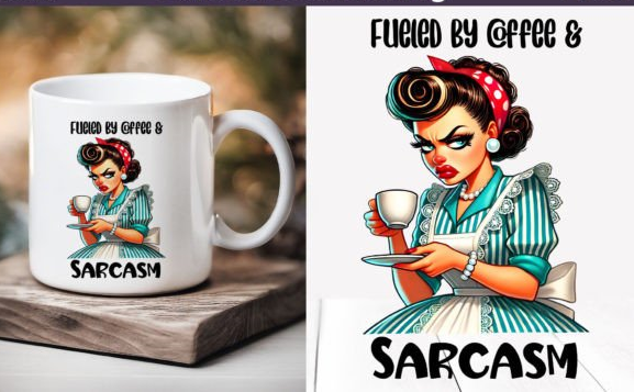 Sarcastic Coffee Mug , Retro Housewife Mug Sarcasm