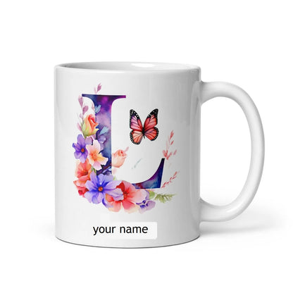 Personalised Beautiful Butterflies & Flowers Novelty Gift Fine Bone Mug