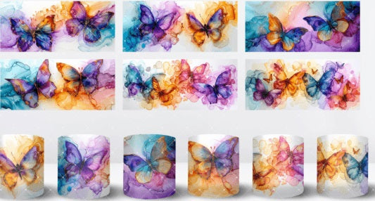 Alcohol Ink Butterflies Mug Wrap Design