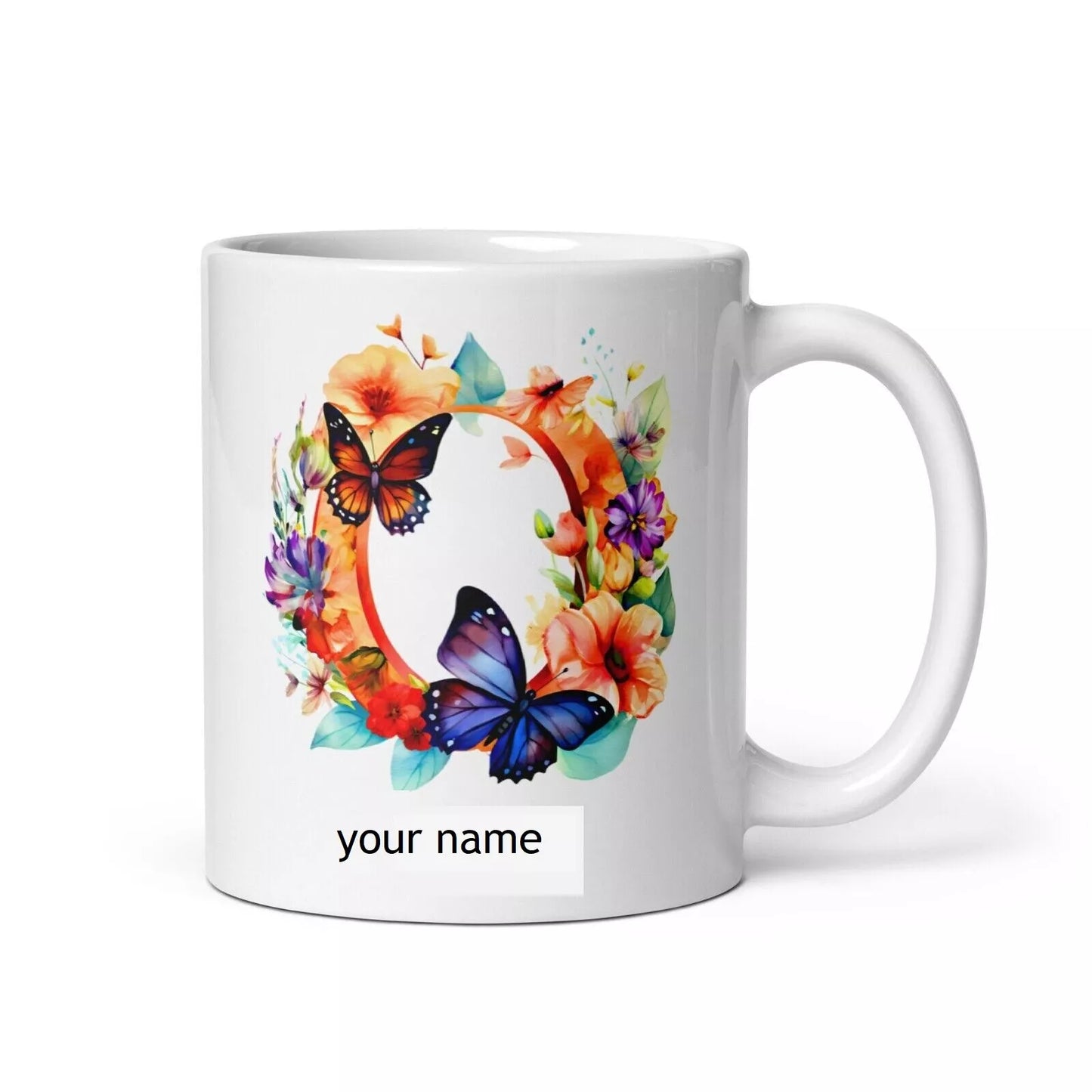 Personalised Beautiful Butterflies & Flowers Novelty Gift Fine Bone Mug