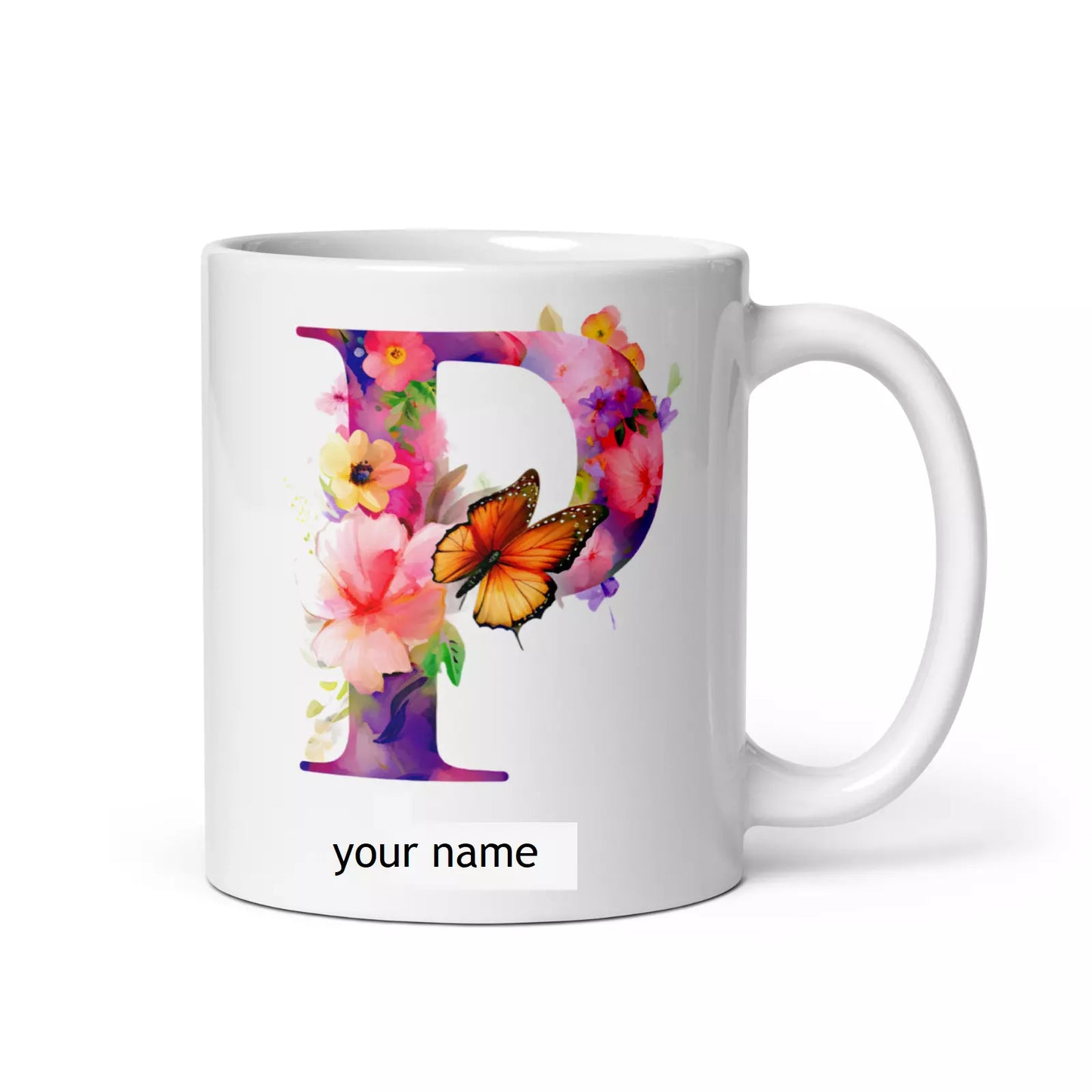 Personalised Beautiful Butterflies & Flowers Novelty Gift Fine Bone Mug