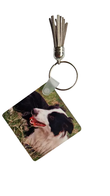 Personalised Photo And Text Keyring Full Colour - square