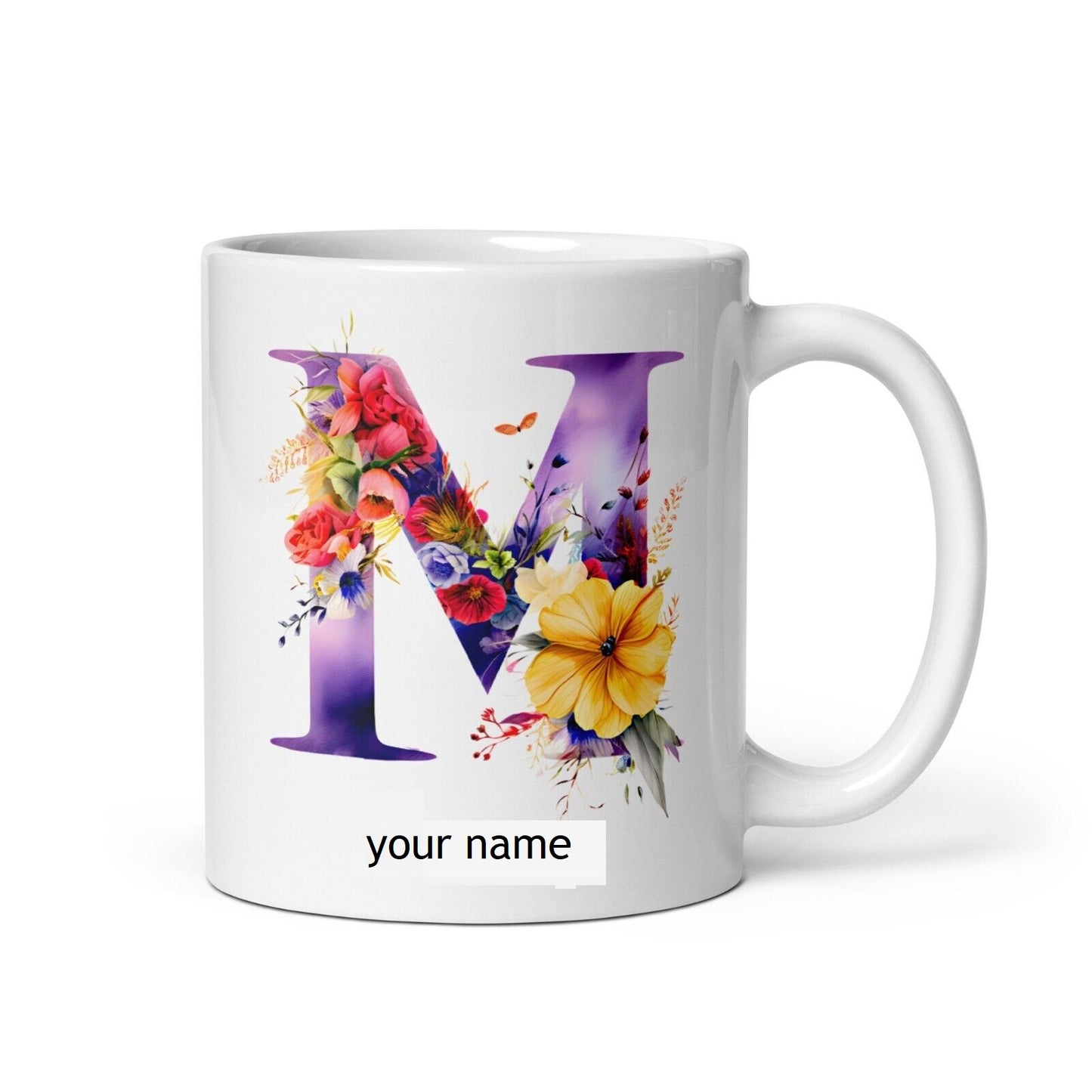 Personalised Beautiful Butterflies & Flowers Novelty Gift Fine Bone Mug