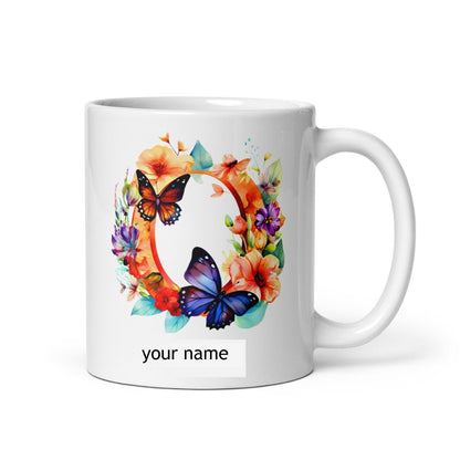 Personalised Beautiful Butterflies & Flowers Novelty Gift Fine Bone Mug