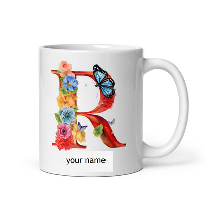 Personalised Beautiful Butterflies & Flowers Novelty Gift Fine Bone Mug