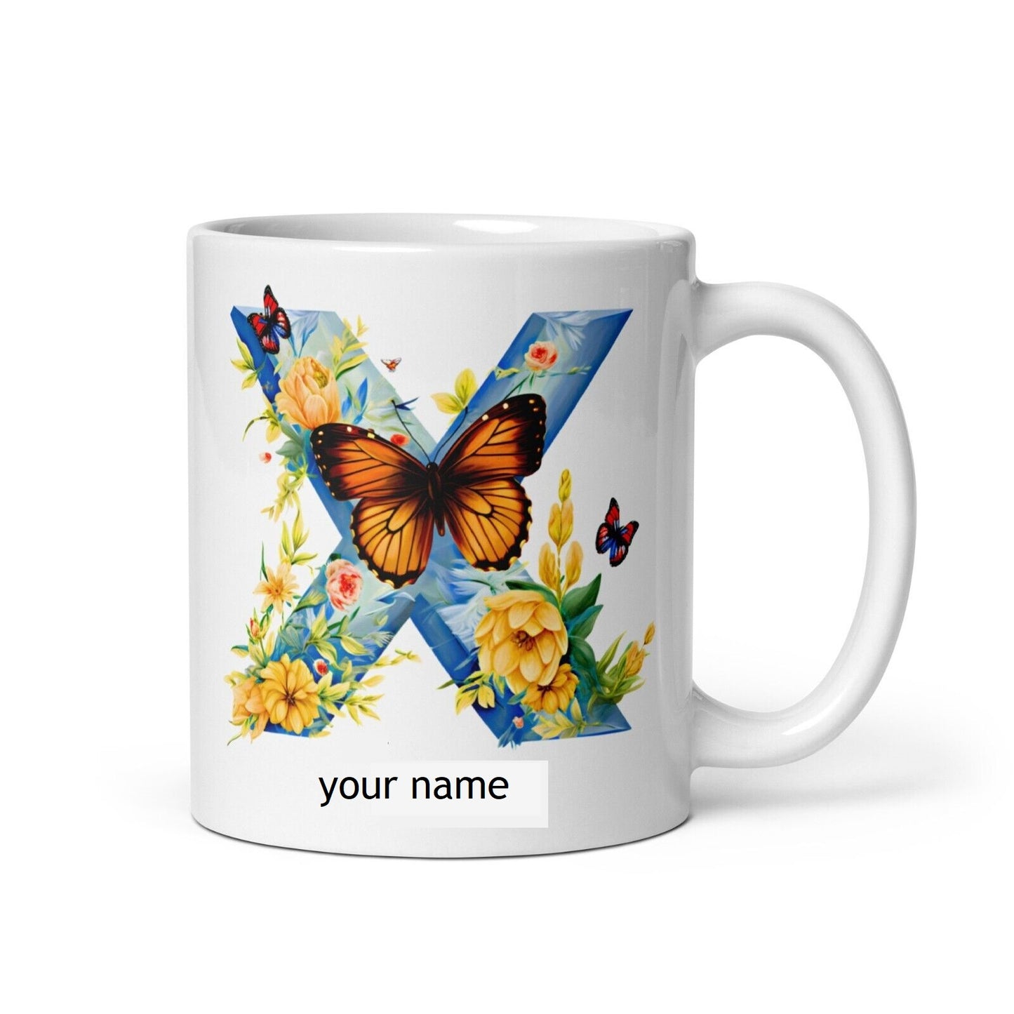 Personalised Beautiful Butterflies & Flowers Novelty Gift Fine Bone Mug